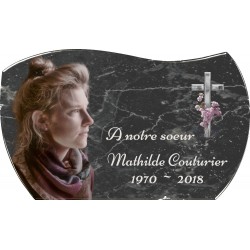 photo plaque funéraire adhésive fond granit gris